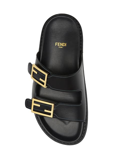 fendi studded logo leather slides|fendi feel sandals.